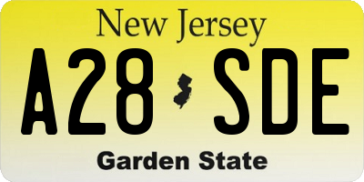 NJ license plate A28SDE