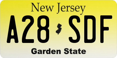 NJ license plate A28SDF