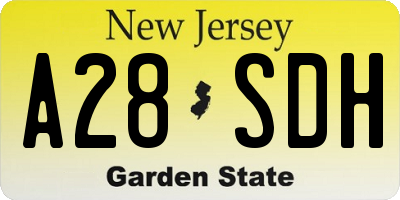 NJ license plate A28SDH