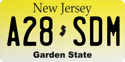 NJ license plate A28SDM