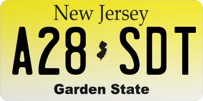 NJ license plate A28SDT
