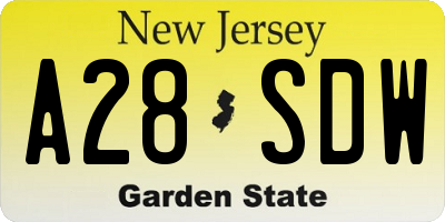 NJ license plate A28SDW
