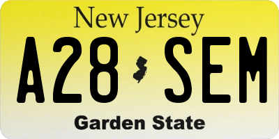 NJ license plate A28SEM