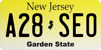 NJ license plate A28SEO