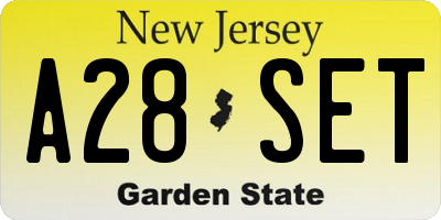 NJ license plate A28SET