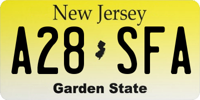 NJ license plate A28SFA