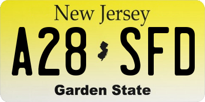 NJ license plate A28SFD