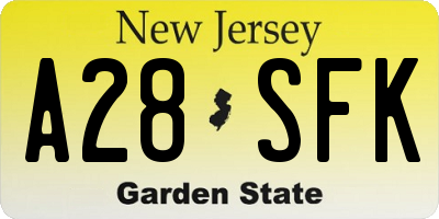 NJ license plate A28SFK