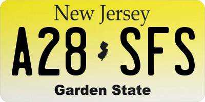 NJ license plate A28SFS