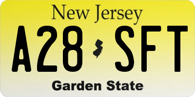 NJ license plate A28SFT