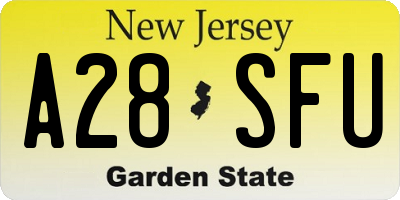 NJ license plate A28SFU