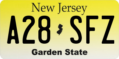 NJ license plate A28SFZ