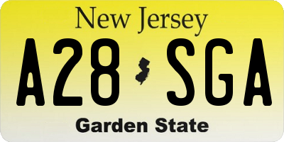 NJ license plate A28SGA