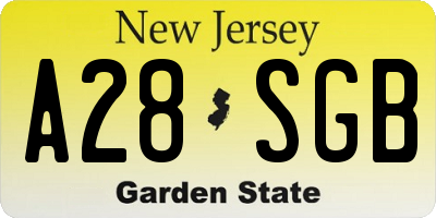 NJ license plate A28SGB