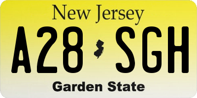 NJ license plate A28SGH