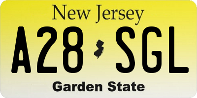NJ license plate A28SGL