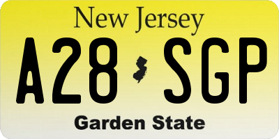 NJ license plate A28SGP
