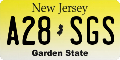 NJ license plate A28SGS