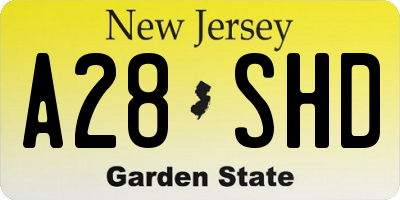 NJ license plate A28SHD