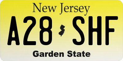 NJ license plate A28SHF