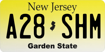 NJ license plate A28SHM