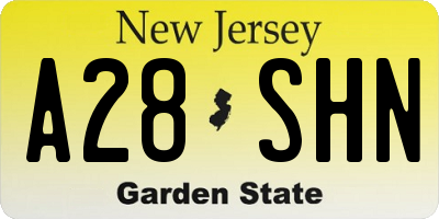 NJ license plate A28SHN