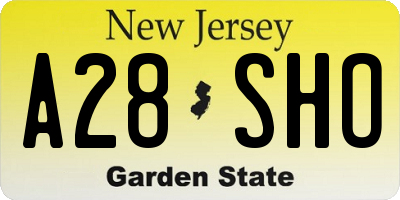 NJ license plate A28SHO