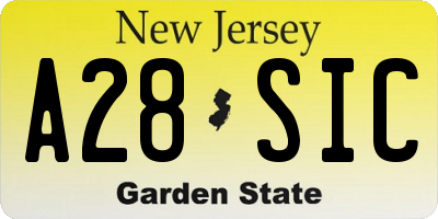 NJ license plate A28SIC