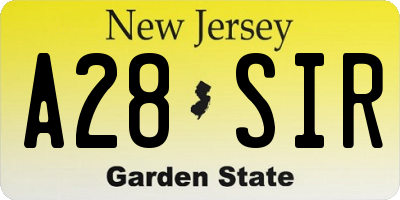 NJ license plate A28SIR