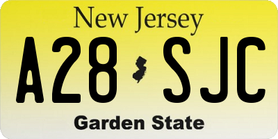 NJ license plate A28SJC