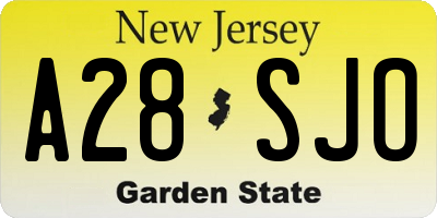 NJ license plate A28SJO