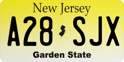 NJ license plate A28SJX