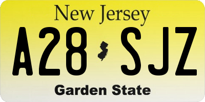 NJ license plate A28SJZ