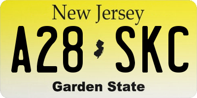 NJ license plate A28SKC