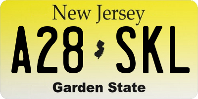 NJ license plate A28SKL
