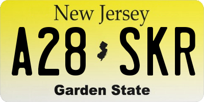 NJ license plate A28SKR