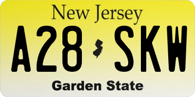 NJ license plate A28SKW