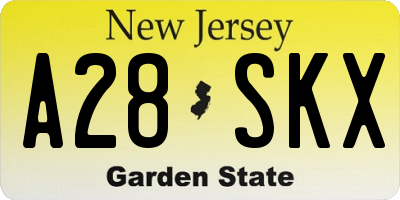 NJ license plate A28SKX