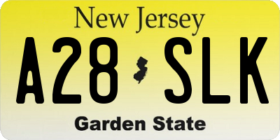 NJ license plate A28SLK