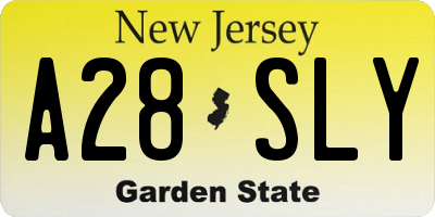 NJ license plate A28SLY