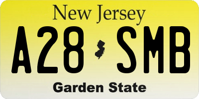 NJ license plate A28SMB