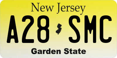 NJ license plate A28SMC