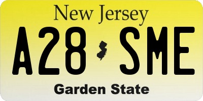NJ license plate A28SME