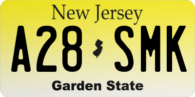 NJ license plate A28SMK