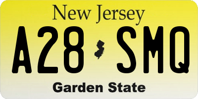 NJ license plate A28SMQ