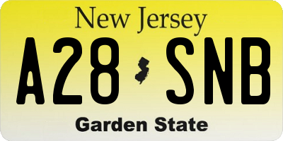 NJ license plate A28SNB