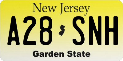 NJ license plate A28SNH