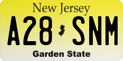 NJ license plate A28SNM