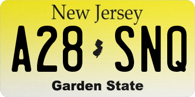 NJ license plate A28SNQ