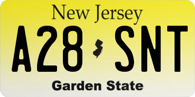 NJ license plate A28SNT